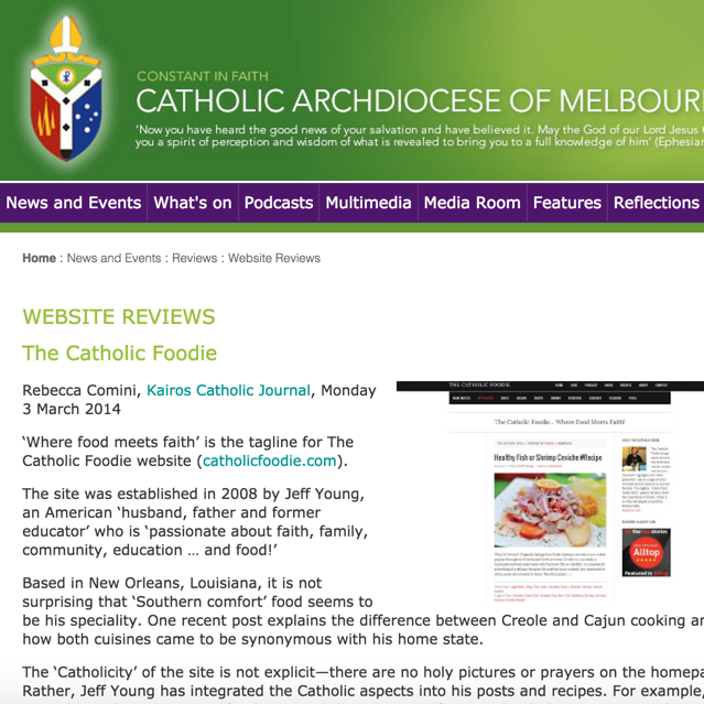The Catholic Foodie Integrates Catholic Aspects into Posts and Recipes
