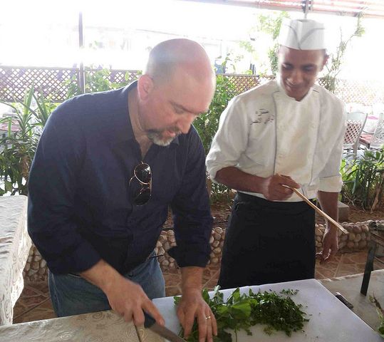 Chopping Dandelion Greens