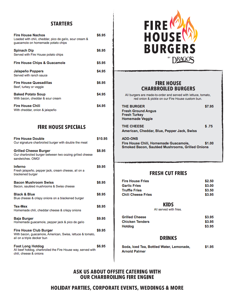 Fire House Burgers Menu Fire House Burgers Menu