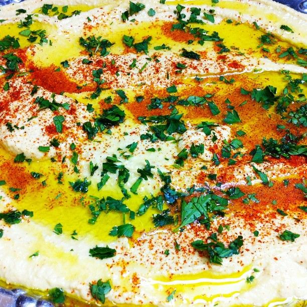 Hummus sprinkled with cayenne