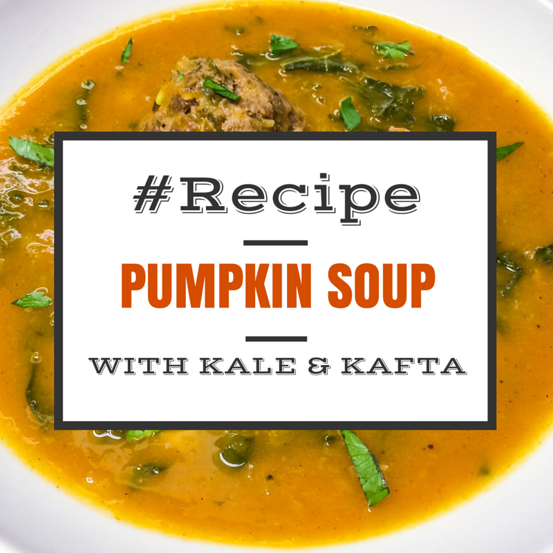 Pumpkin Soup with Kale and Kafta (Lamb Meatballs)