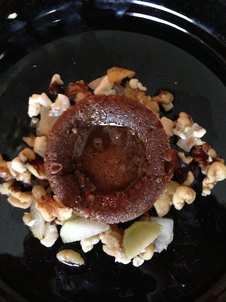 CF-Earl Grey-Infused Chocolate Lava Cake w_ Pear & Gorgonzola Topping