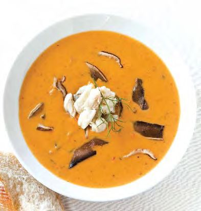 Roasted Butternut Squash Bisque with Wild Mushrooms and Jumbo Lump Crabmeat